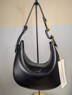 Madison West Black Crescent Hobo Bag